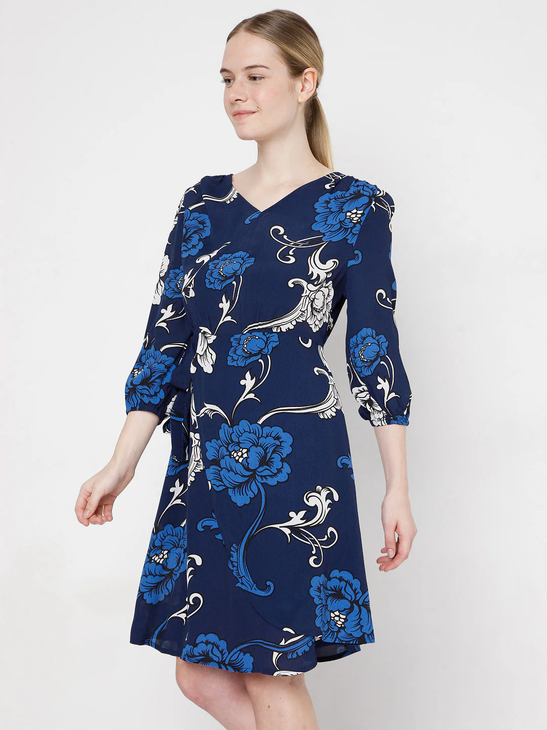 Blue Floral Flit & Flare Dress - Image 3