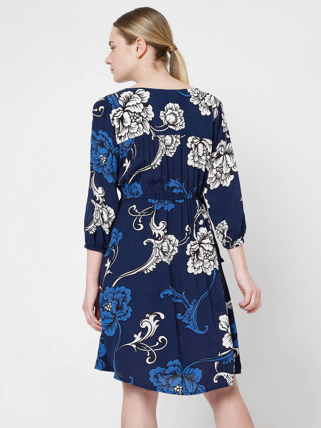 Blue Floral Flit & Flare Dress - Image 4