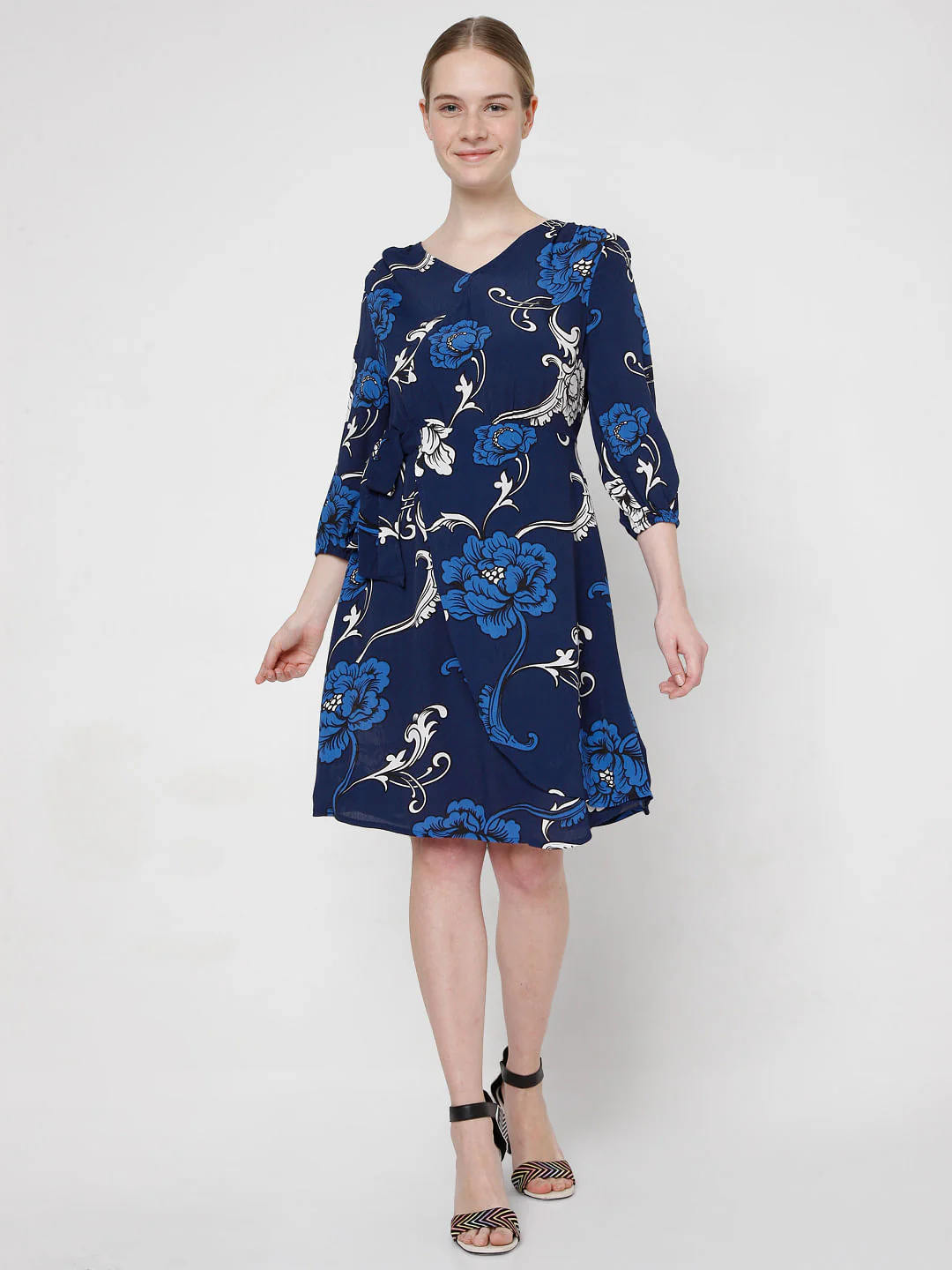 Blue Floral Flit & Flare Dress - Image 5