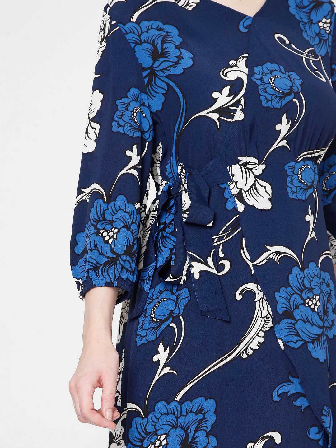 Blue Floral Flit & Flare Dress - Image 6