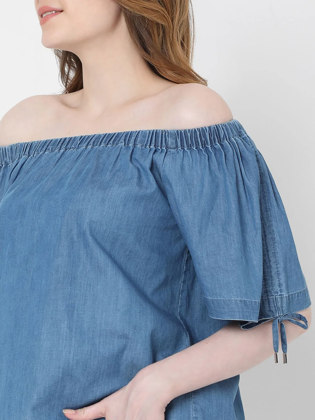 Blue Denim Off-Shoulder Top - Image 6