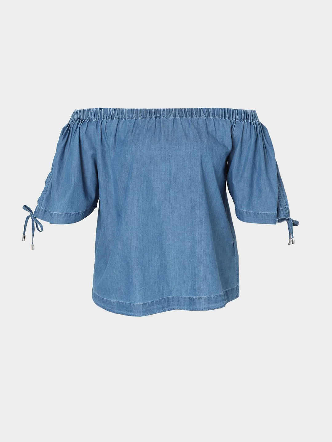 Blue Denim Off-Shoulder Top - Image 7