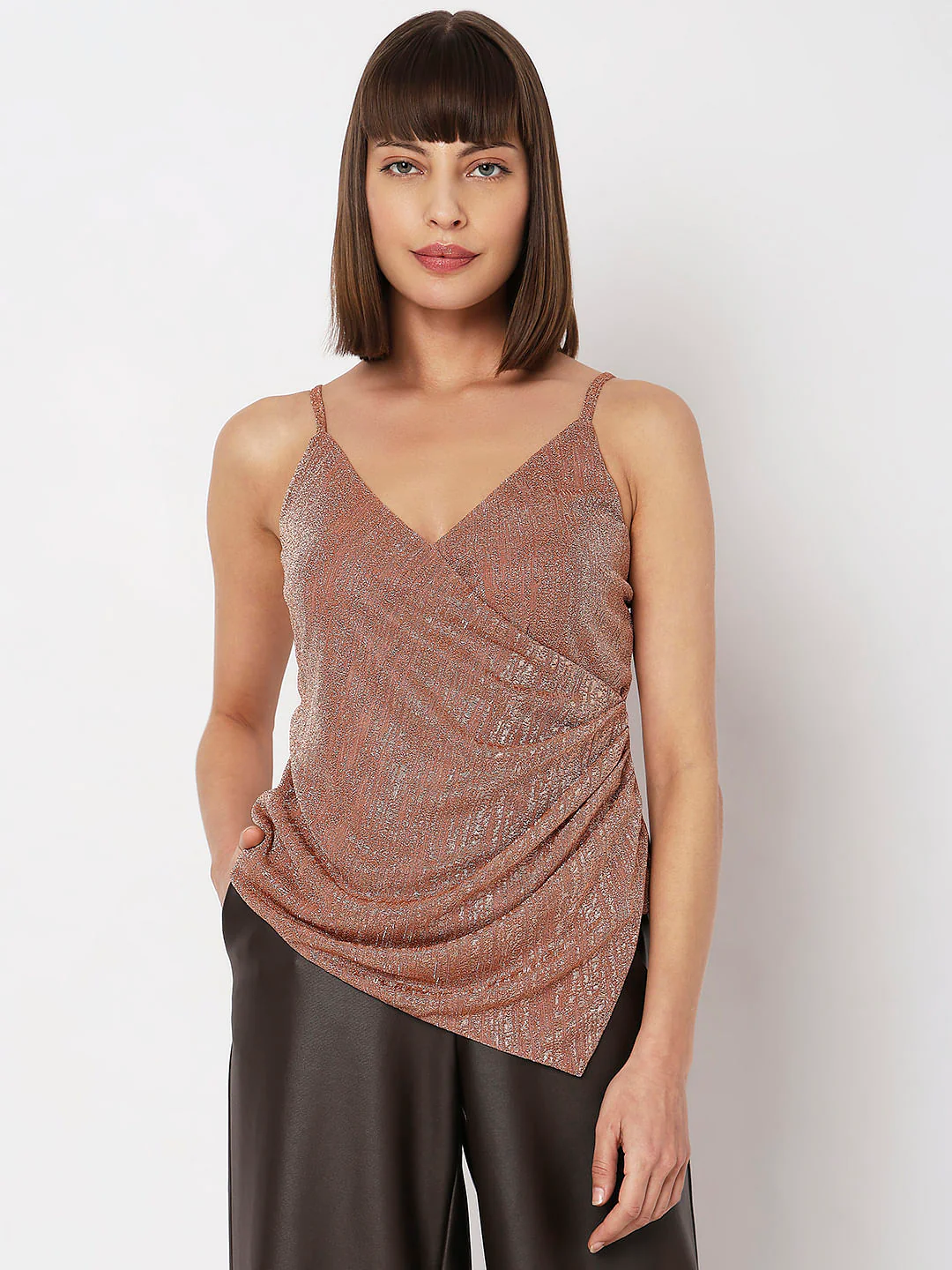 Peach Metallic Lurex Top - Image 2