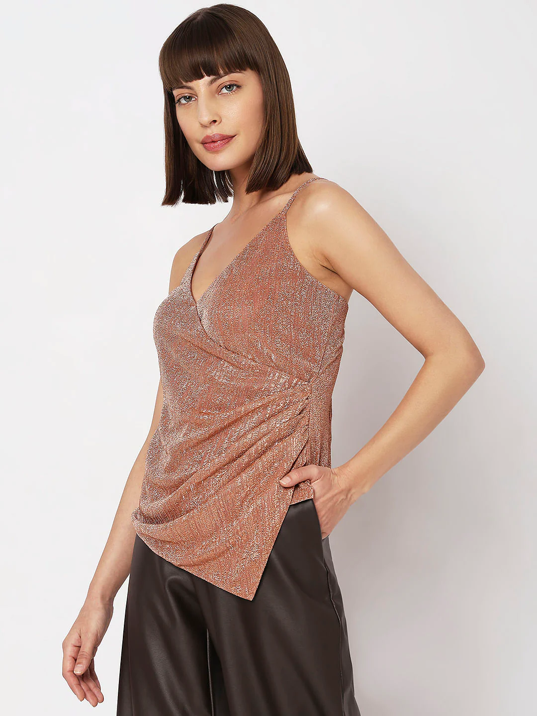 Peach Metallic Lurex Top - Image 3