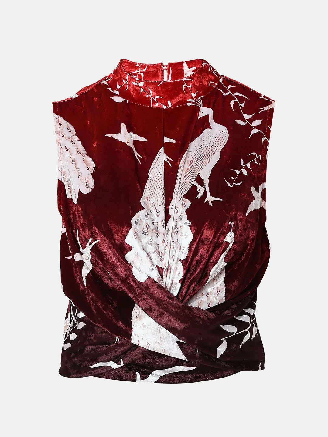 Red Printed Twisted High Neck Top - Image 7