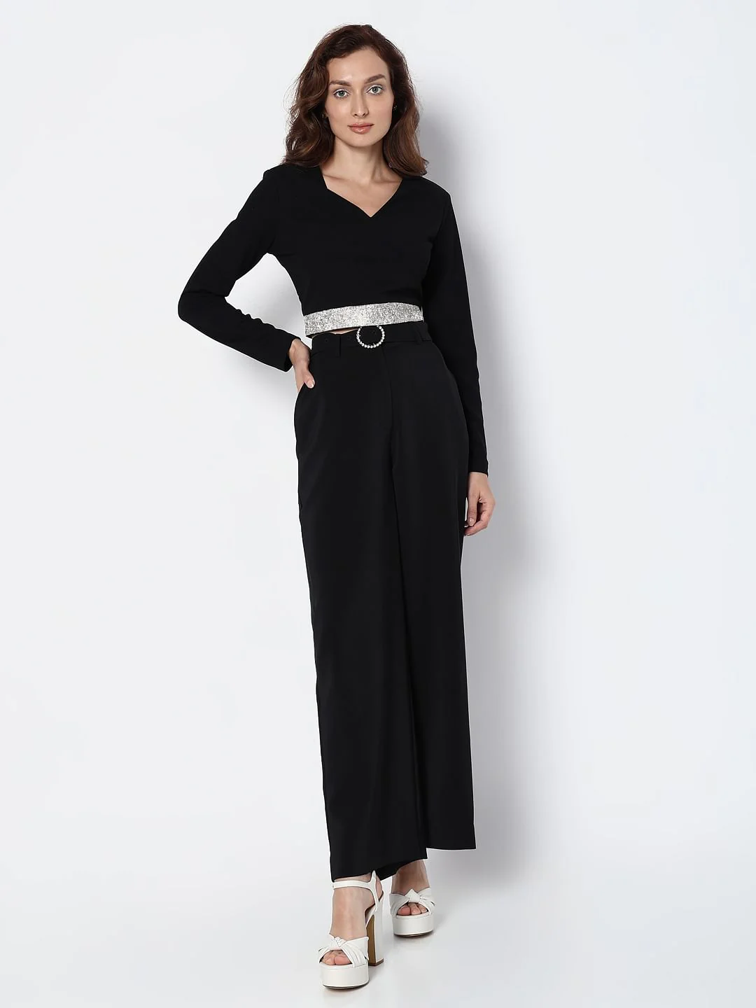 Marquee Black Diamante Band Crop Top - Image 5