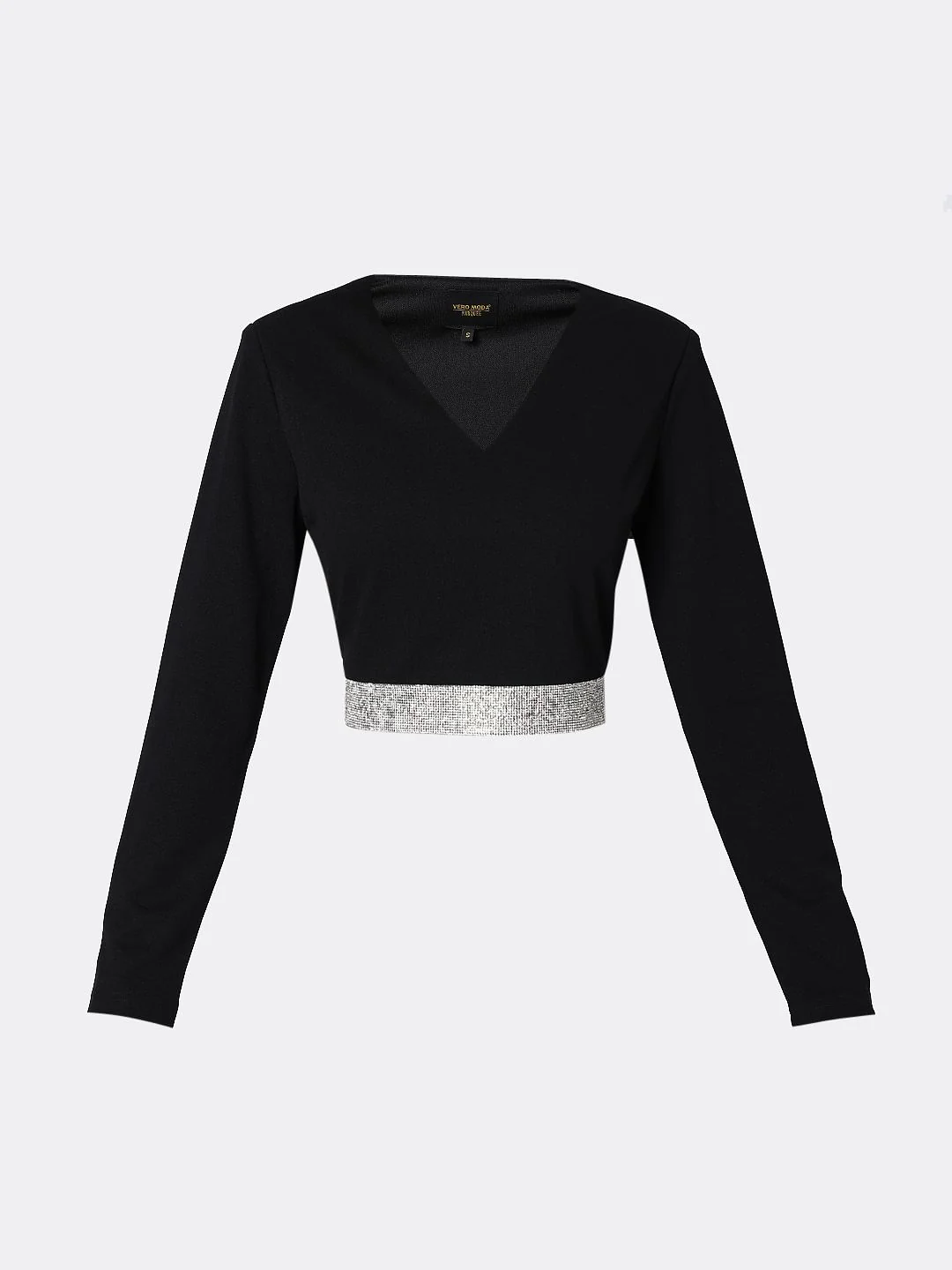 Marquee Black Diamante Band Crop Top - Image 7