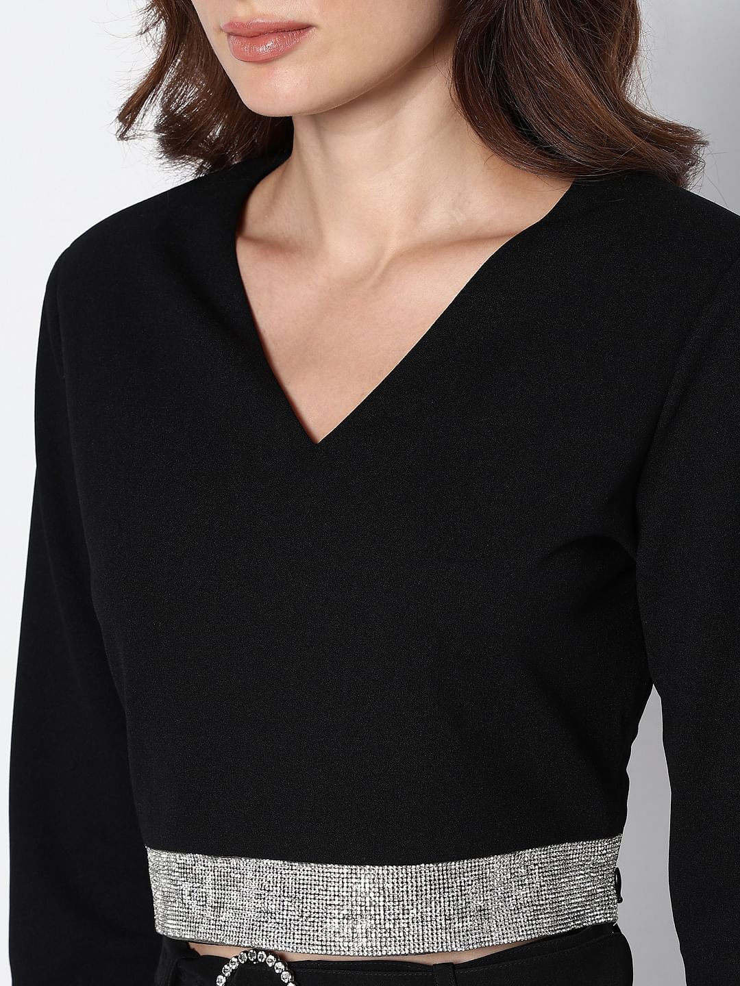 Marquee Black Diamante Band Crop Top - Image 8