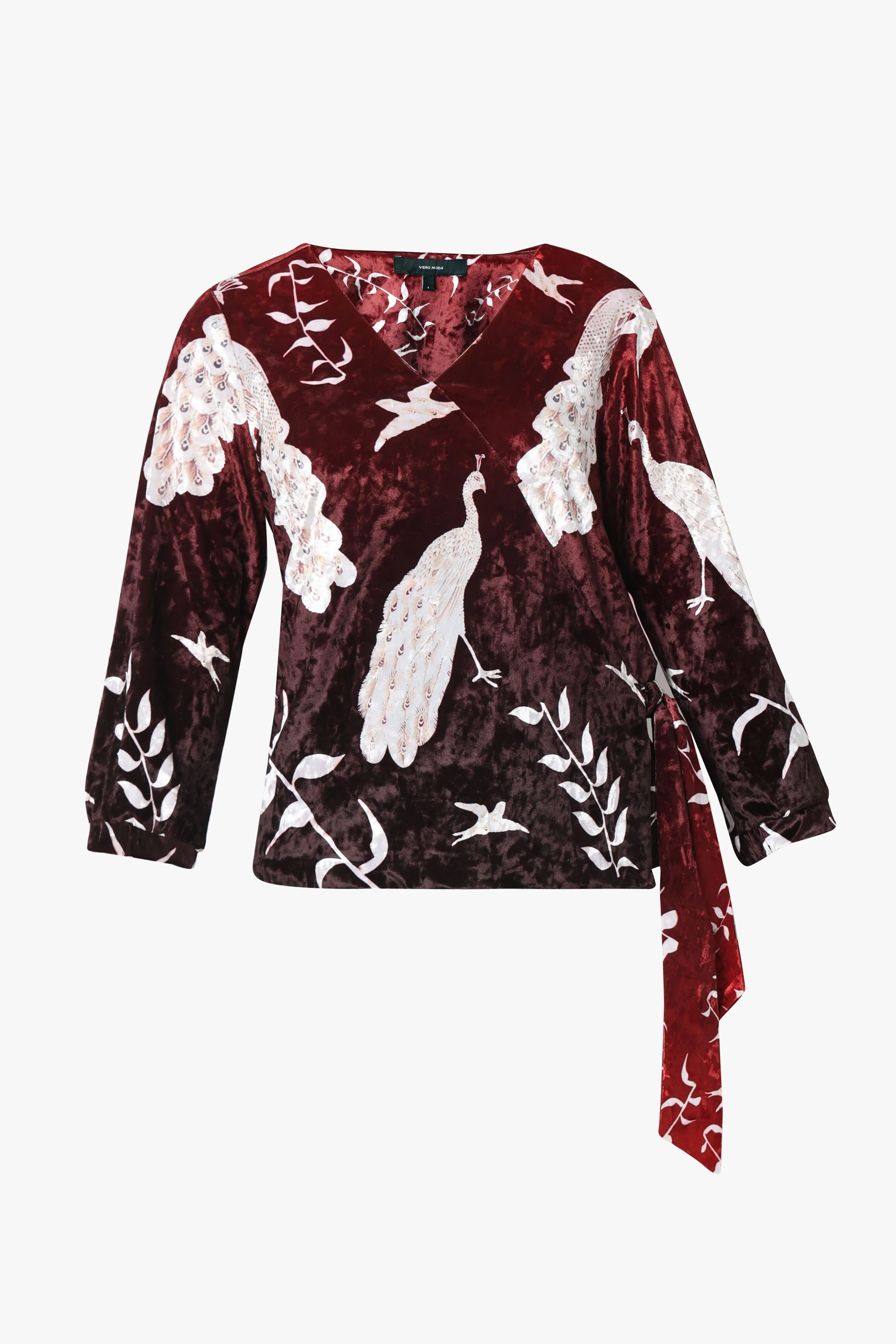 Maroon Printed Wrap Top - Image 7