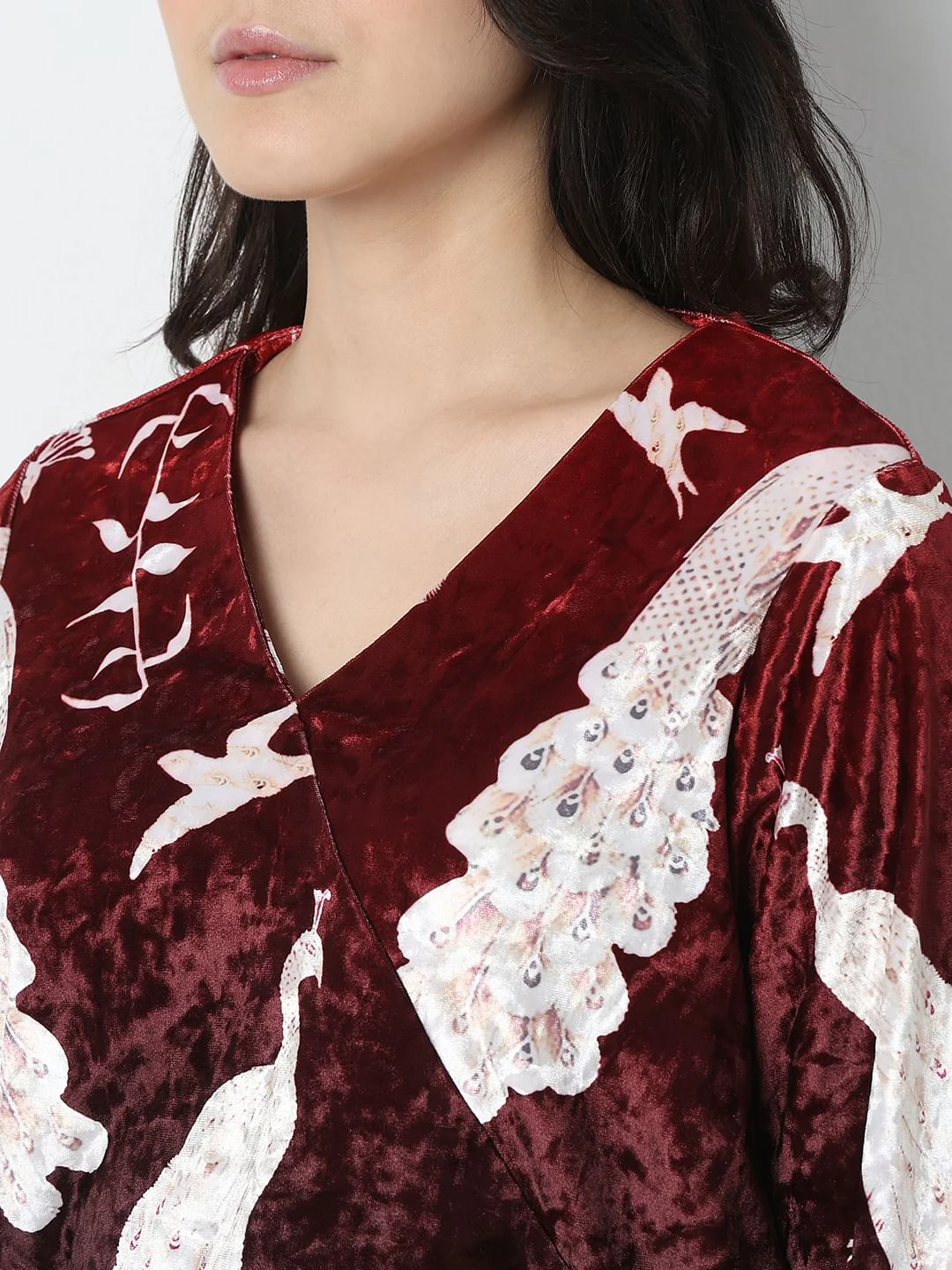 Maroon Printed Wrap Top - Image 8