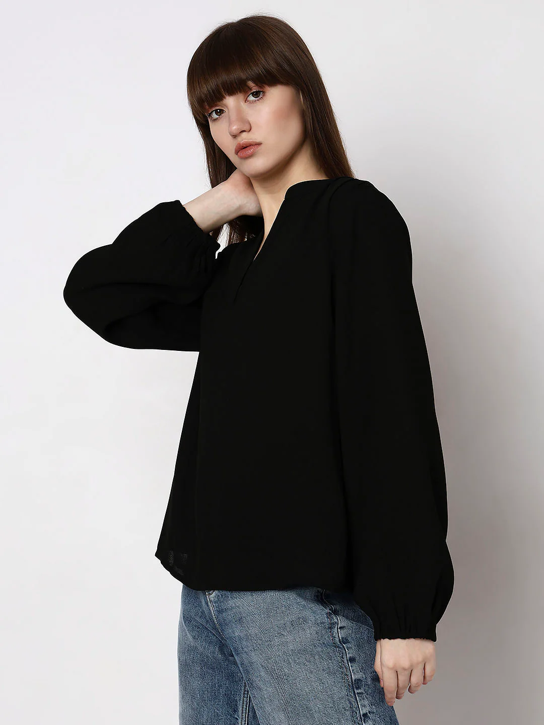 Black V-Neck Top - Image 3