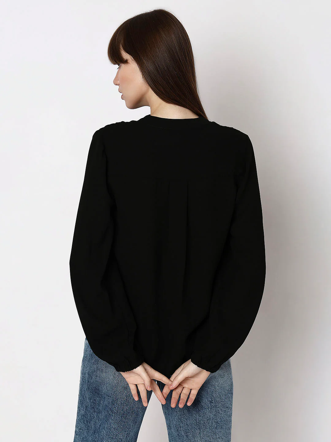 Black V-Neck Top - Image 4