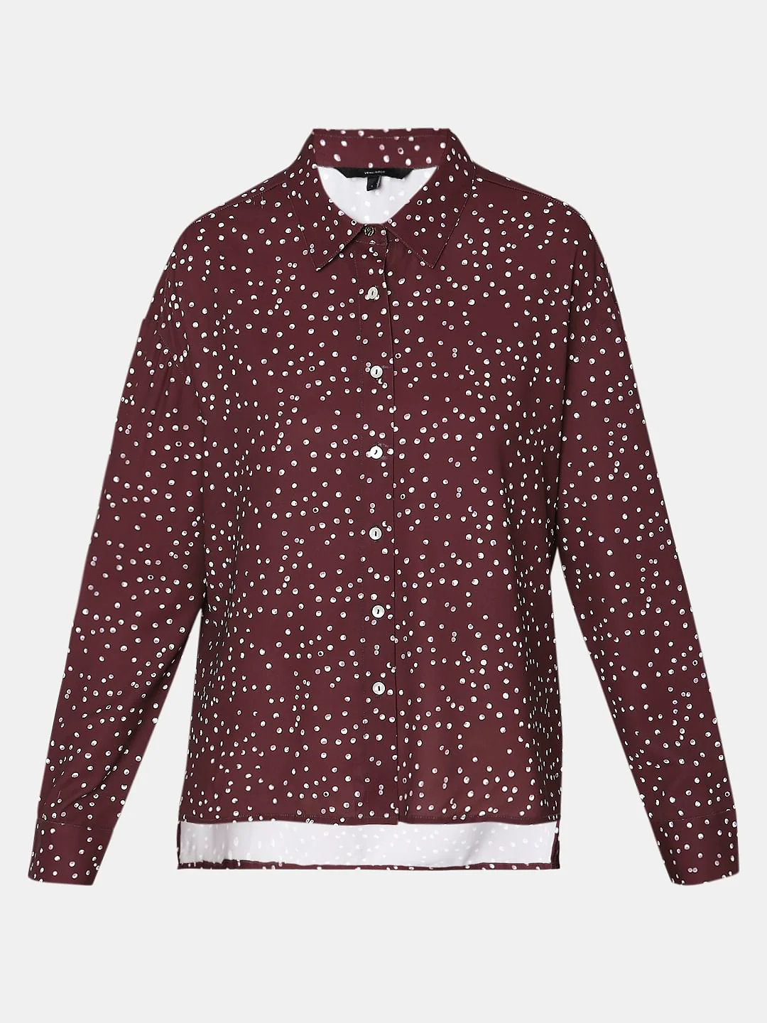 Maroon Polka Dot High-Low Shirt - Image 7