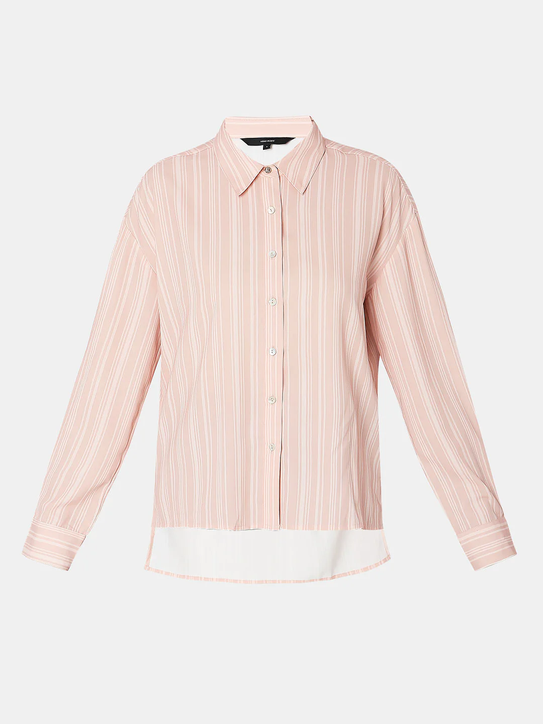 Peach Striped High-Low Shirt - Image 7