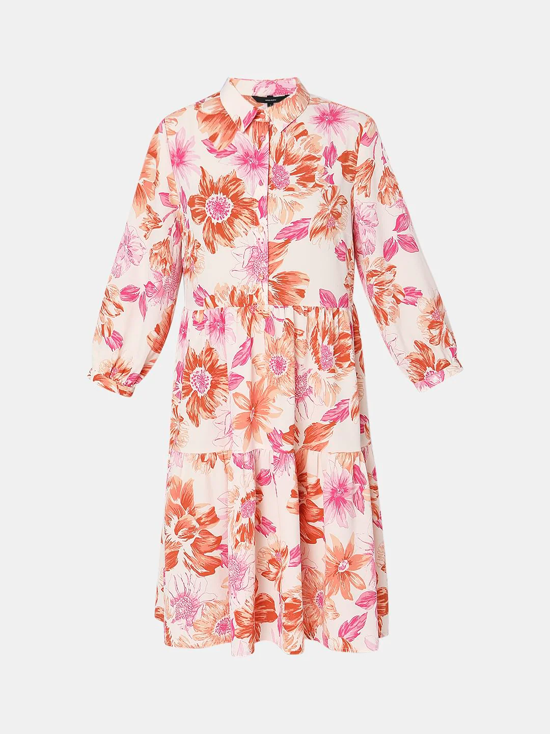 Beige Floral Print Shift Dress - Image 7