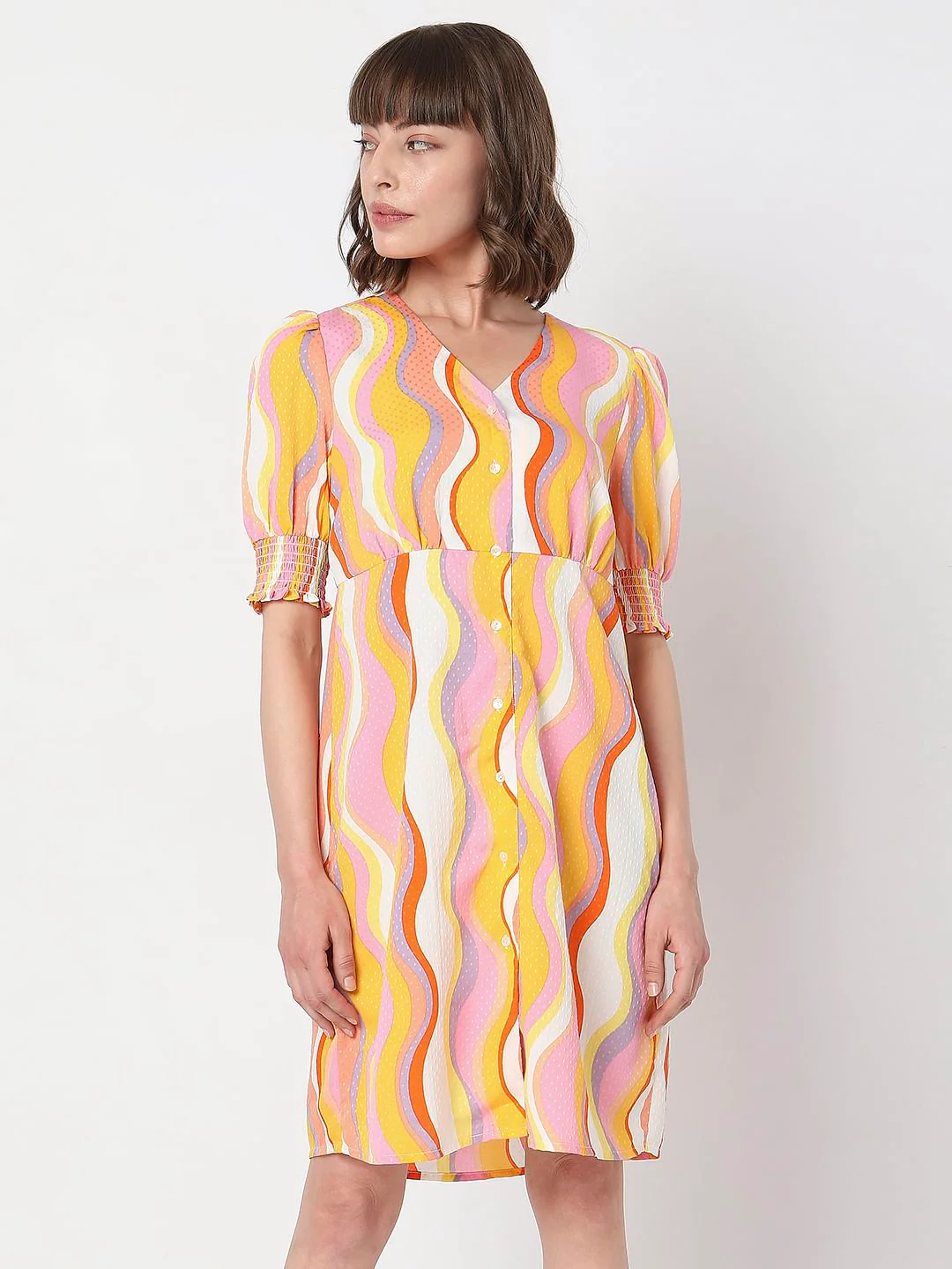 Pink Abstract Print Mini Dress - Image 2