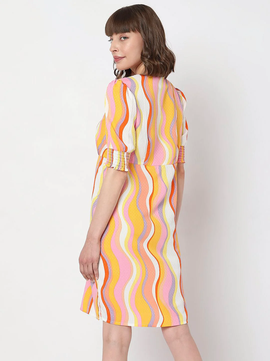 Pink Abstract Print Mini Dress - Image 4
