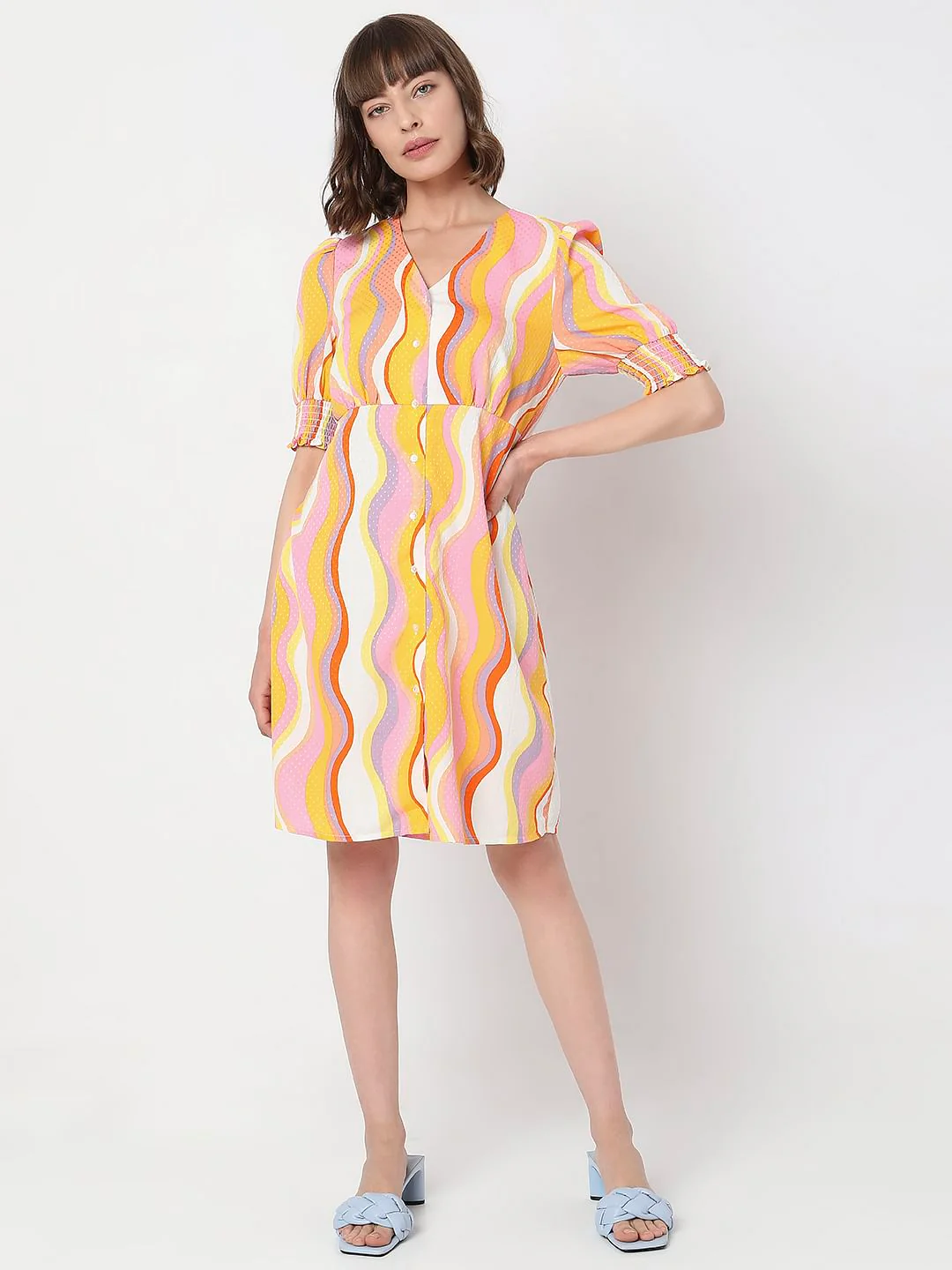 Pink Abstract Print Mini Dress - Image 5