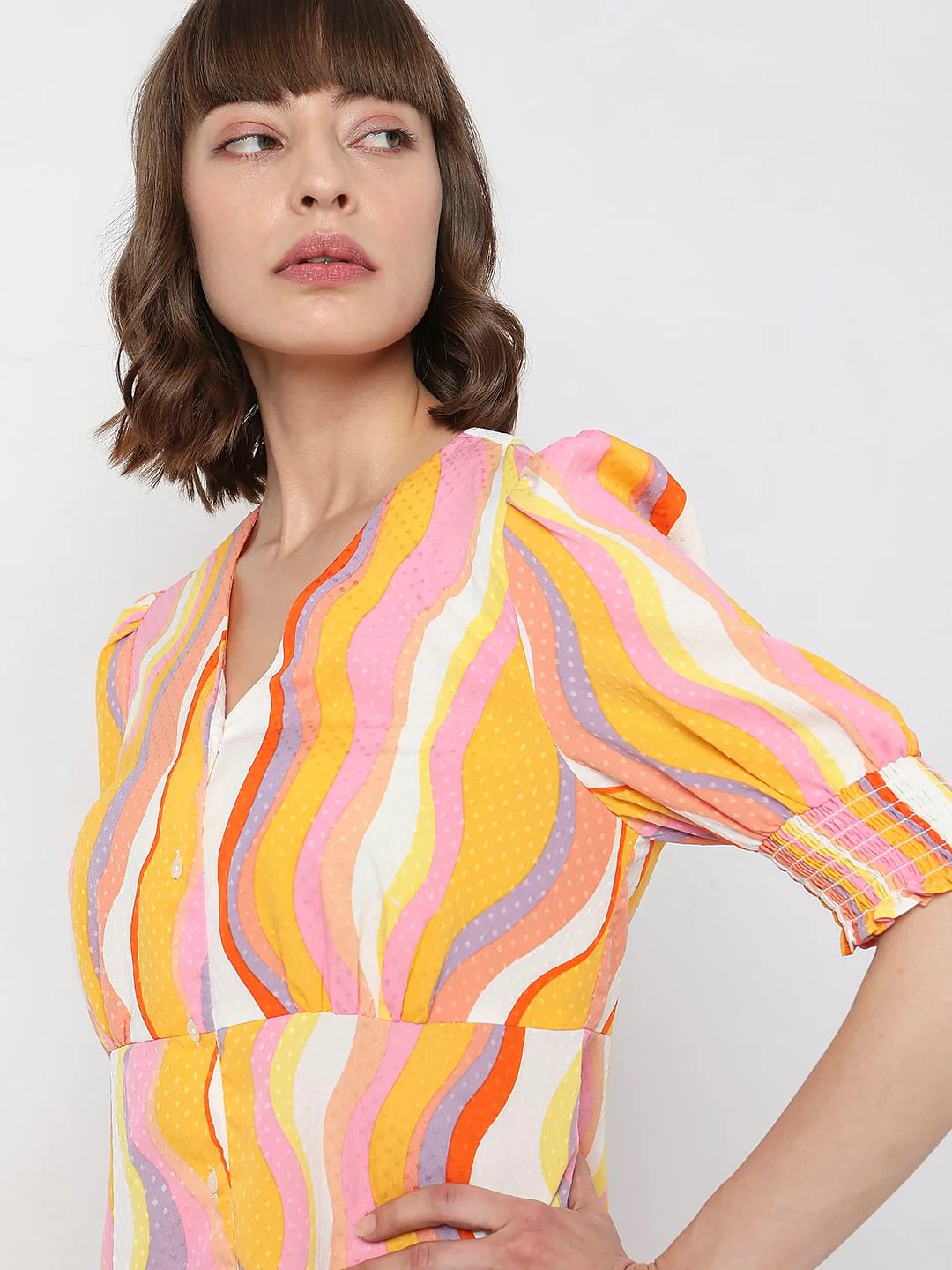 Pink Abstract Print Mini Dress - Image 6