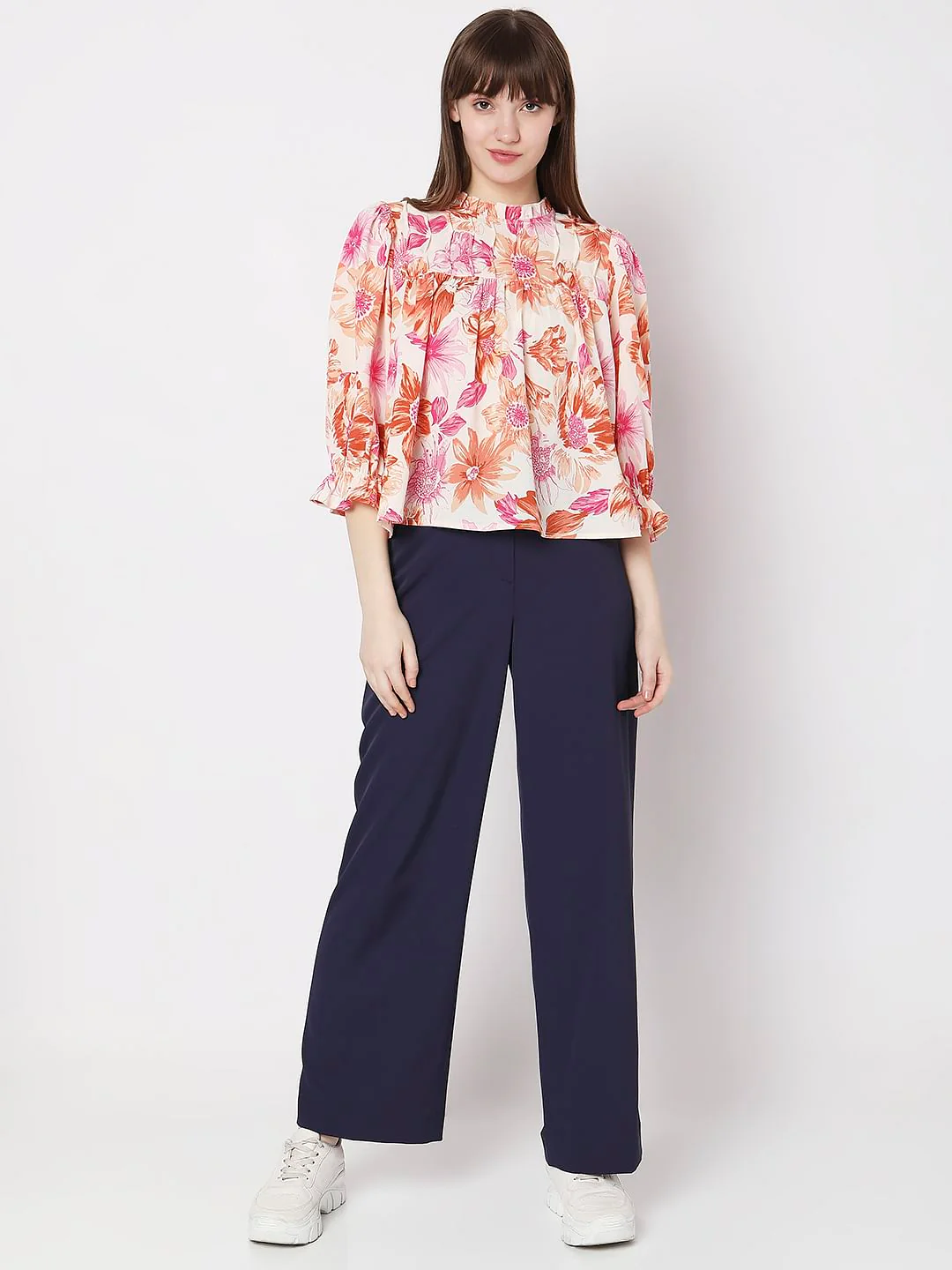 White Floral High Neck Top - Image 5
