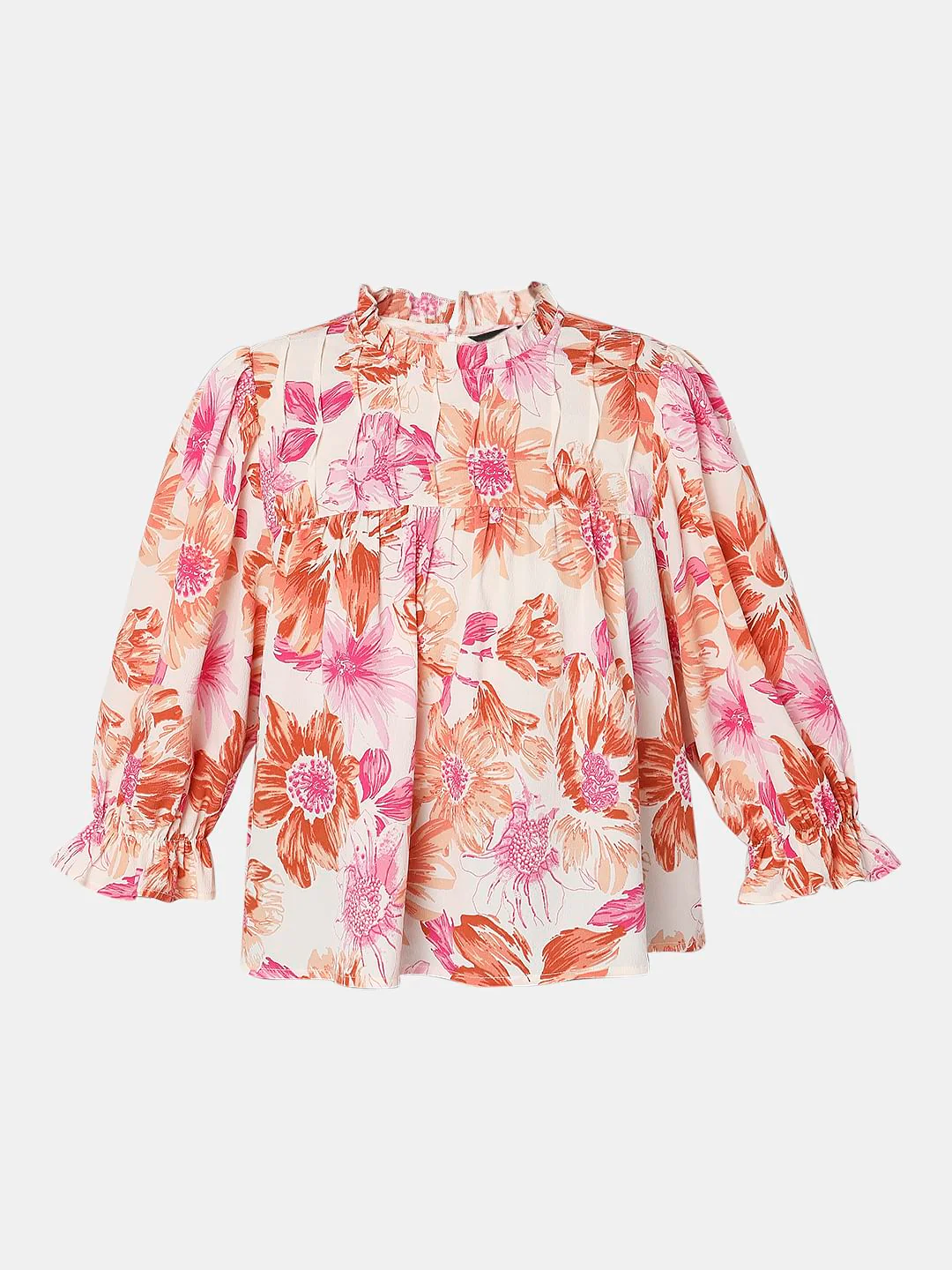 White Floral High Neck Top - Image 7