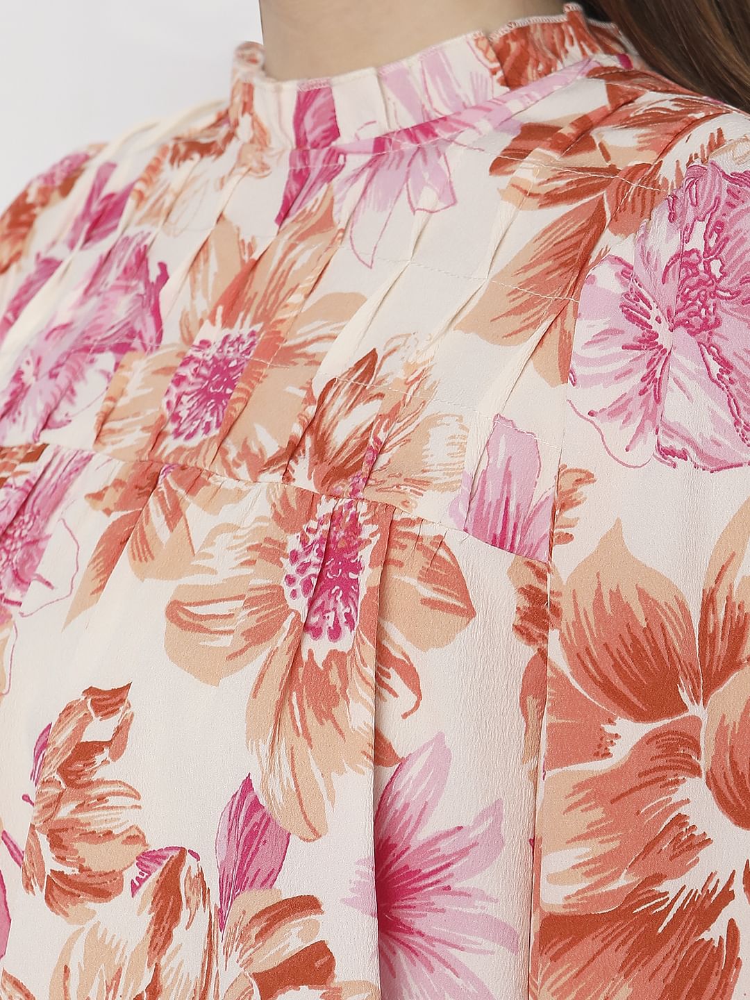 White Floral High Neck Top - Image 8