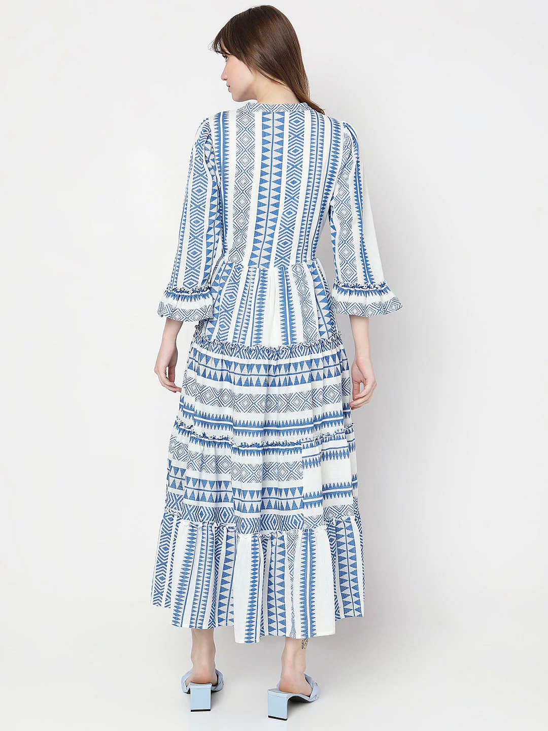 Blue Aztec Print Maxi Dress - Image 4