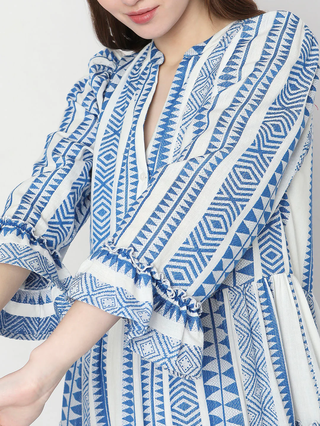 Blue Aztec Print Maxi Dress - Image 5