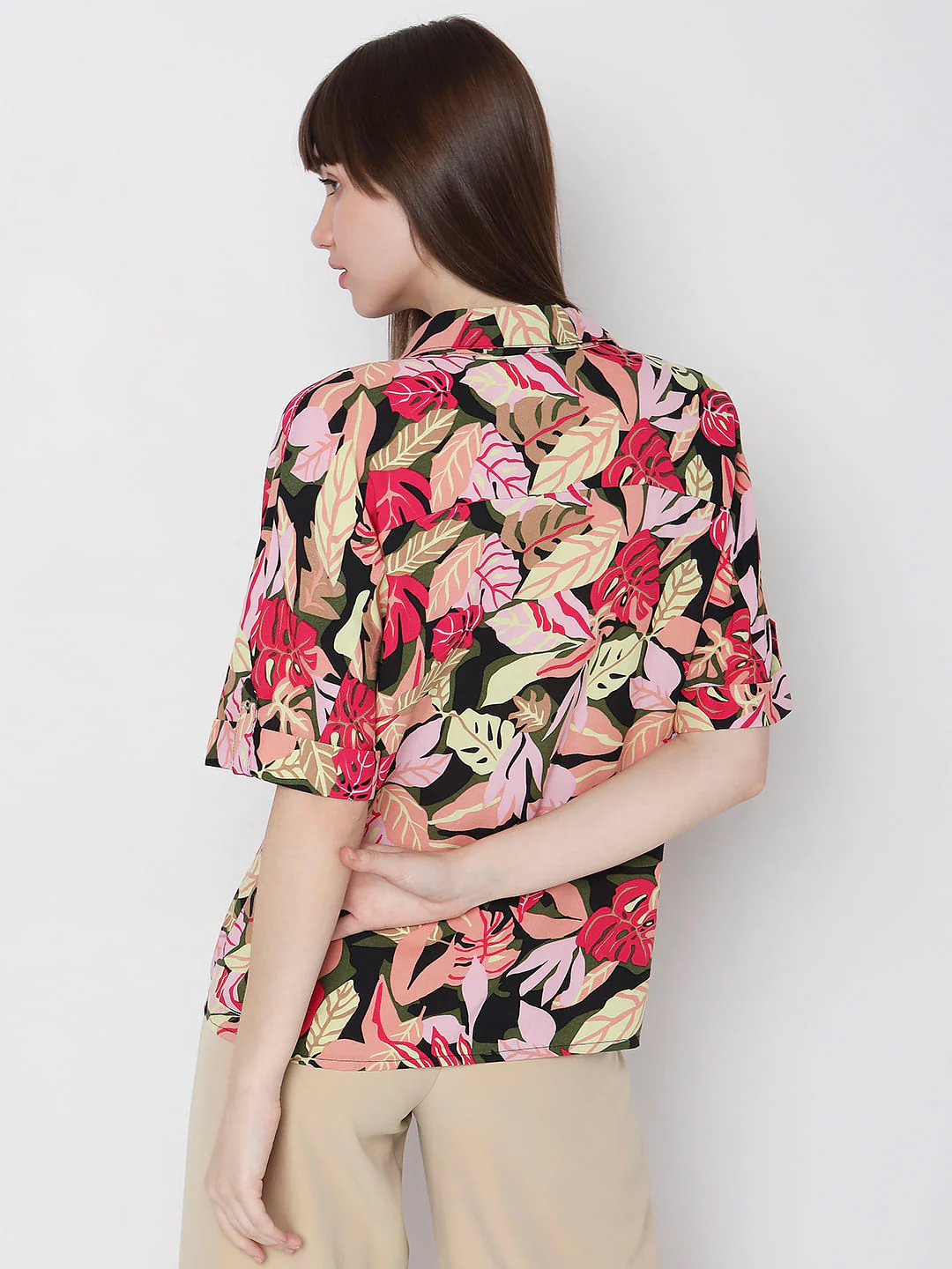 Black Tropical Print Shirt - Image 4