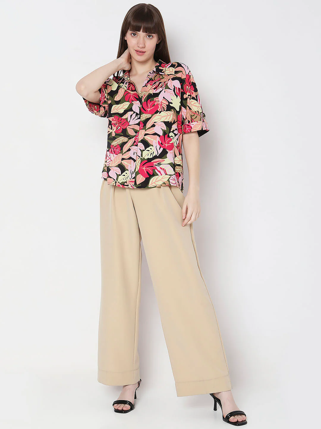 Black Tropical Print Shirt - Image 5
