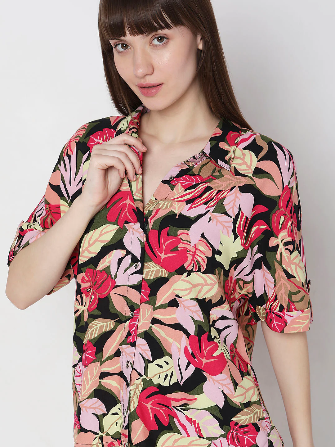 Black Tropical Print Shirt - Image 6