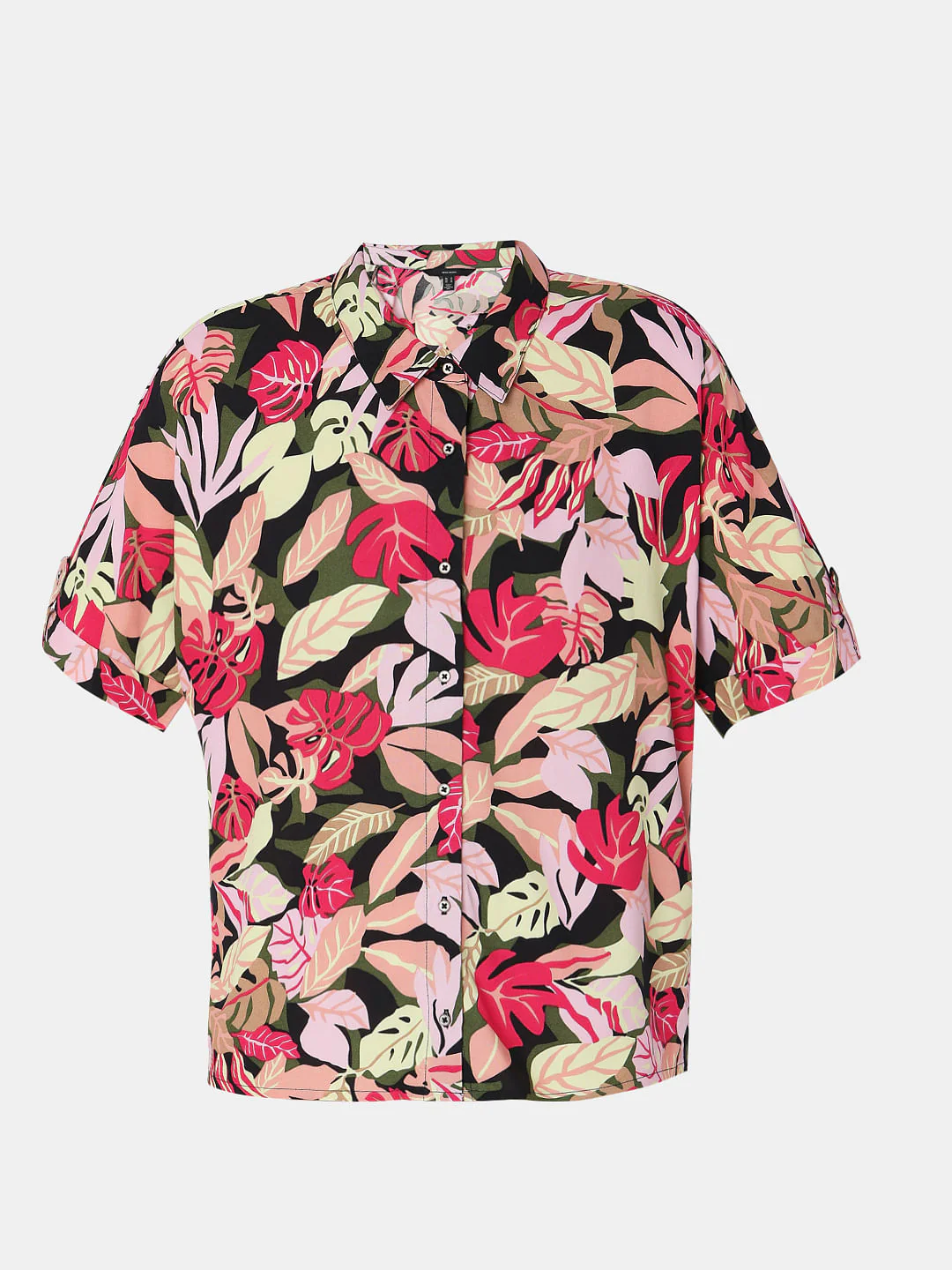 Black Tropical Print Shirt - Image 7