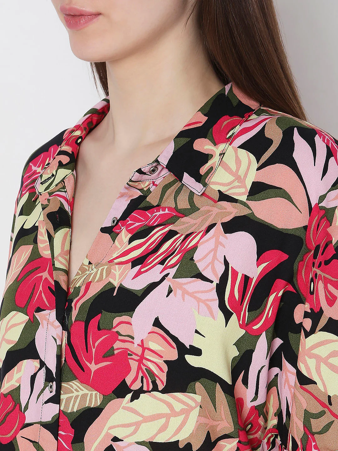 Black Tropical Print Shirt - Image 8