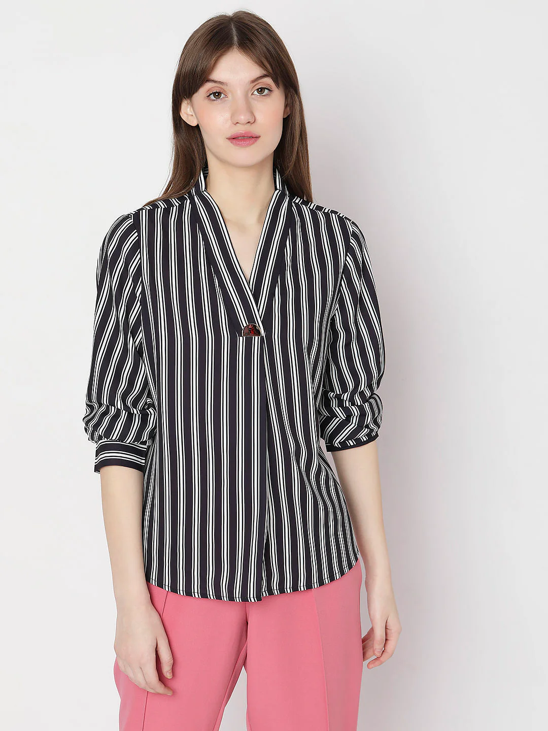 Black Striped Full Sleeves Top - Image 2