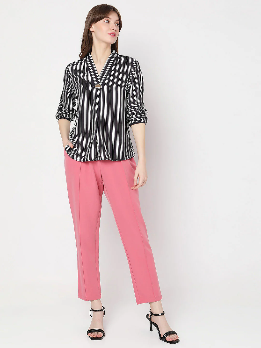Black Striped Full Sleeves Top - Image 5