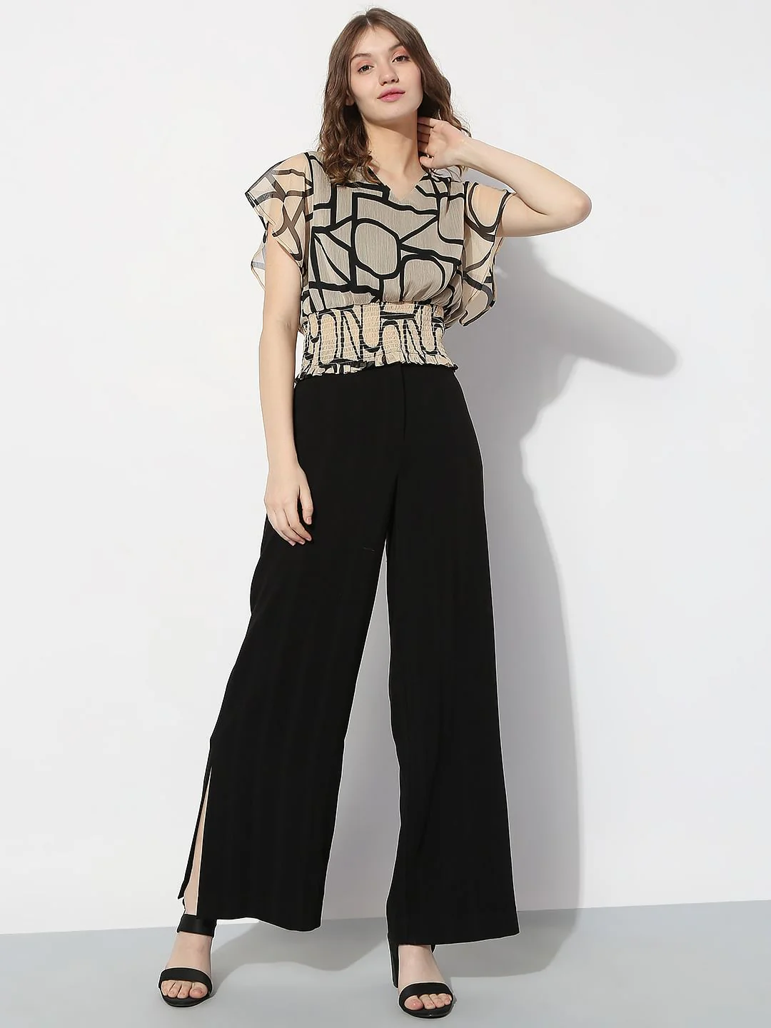 Beige Typographic Print Top - Image 5