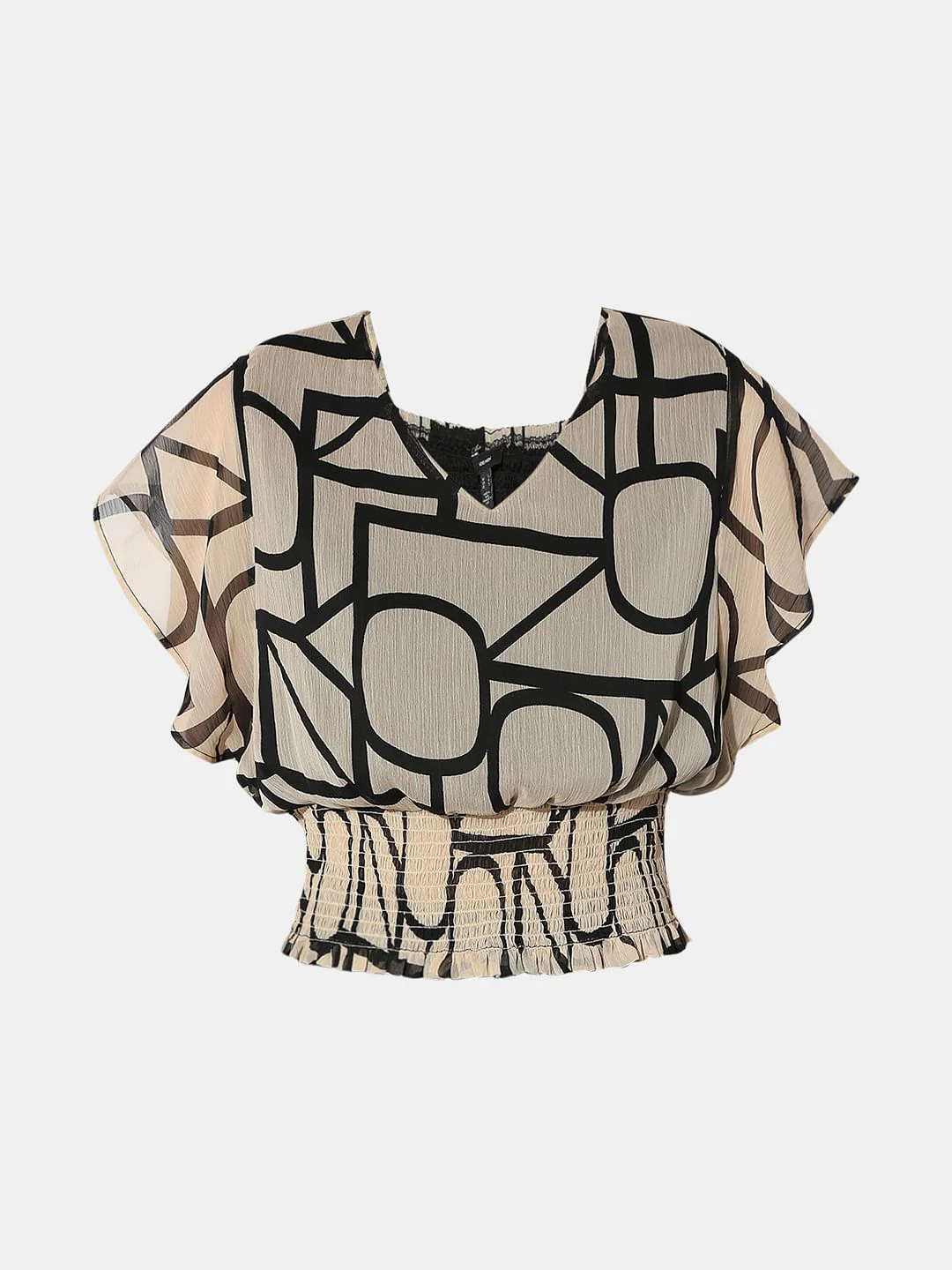 Beige Typographic Print Top - Image 7