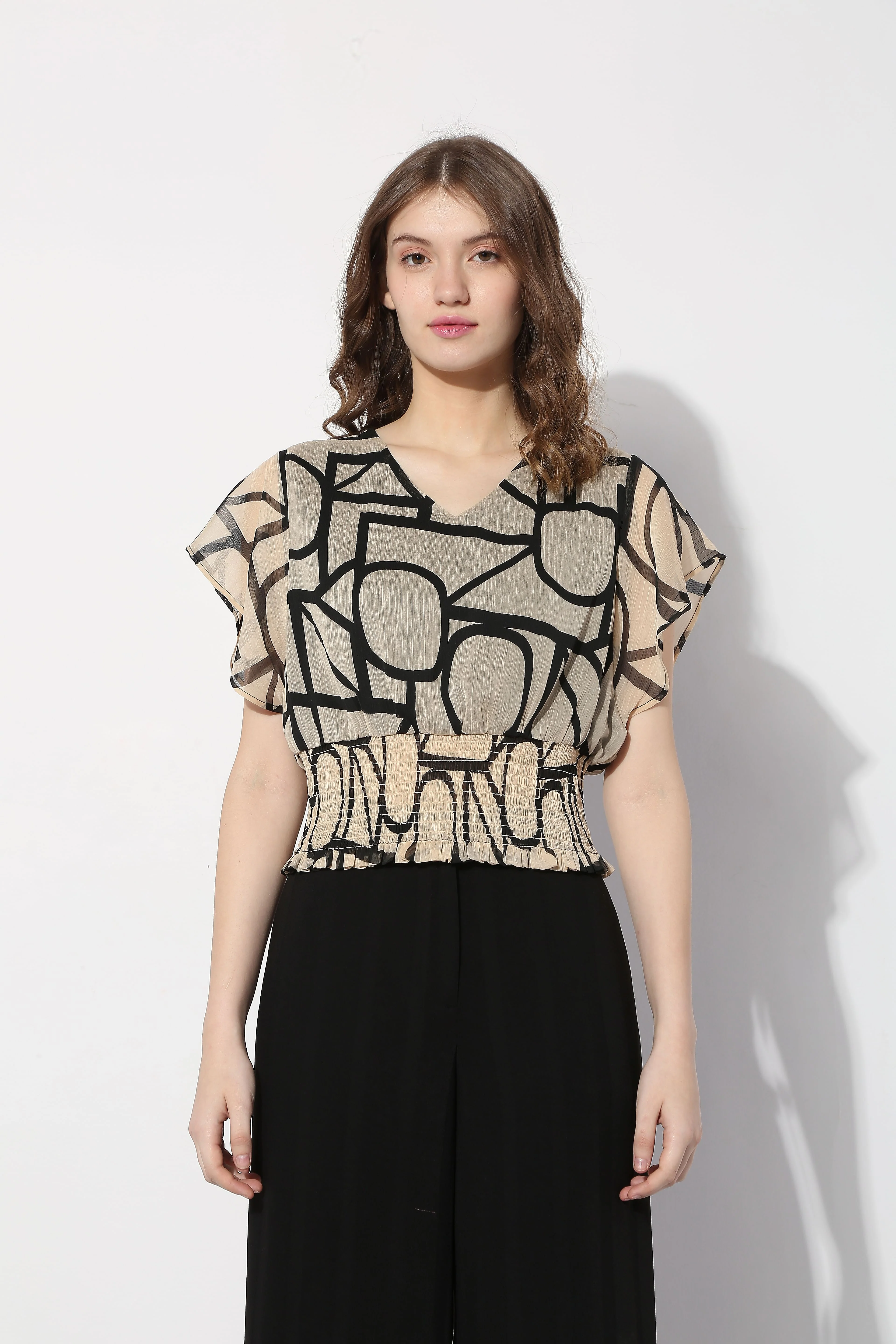 Beige Typographic Print Top - Image 8