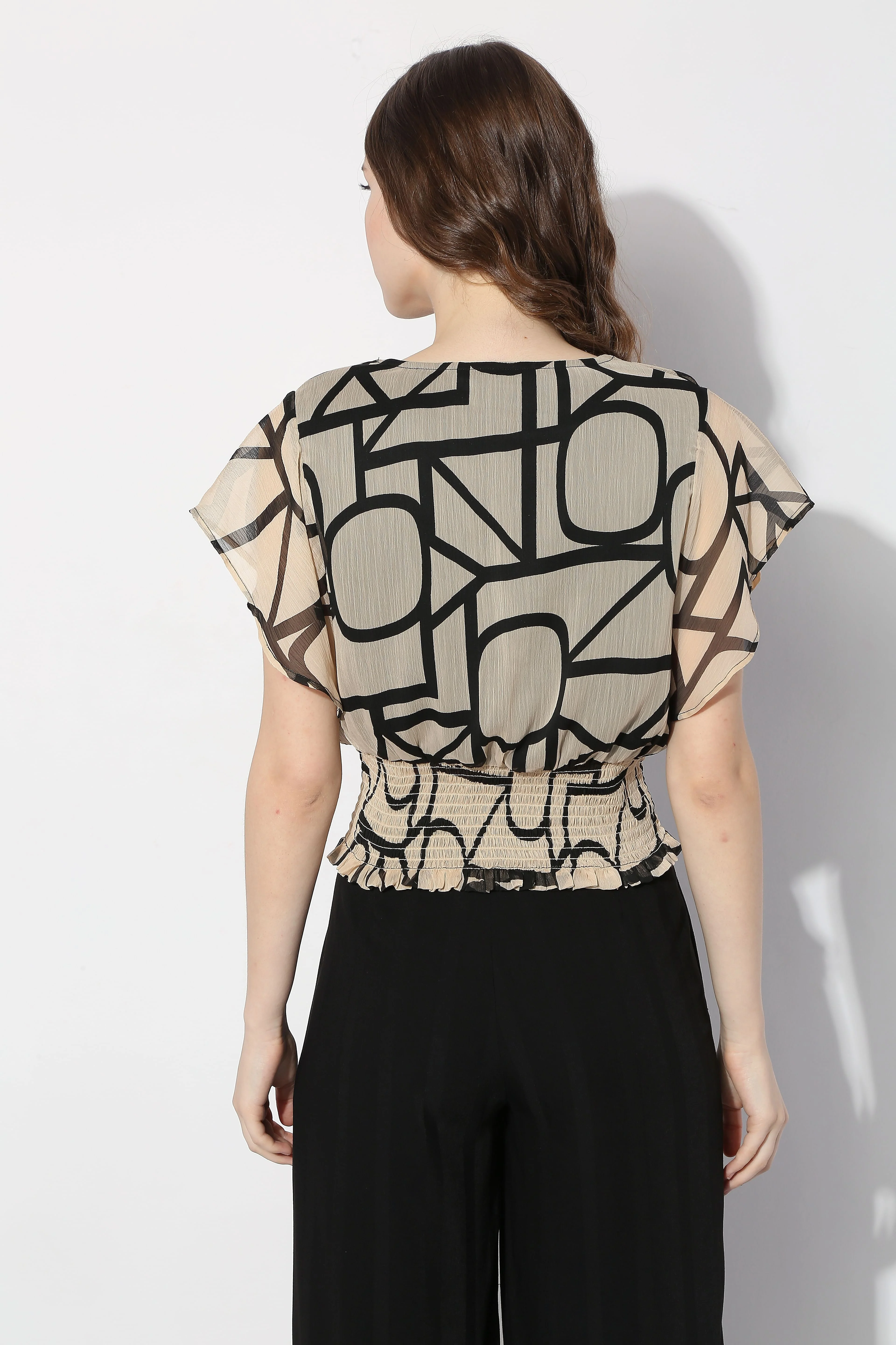 Beige Typographic Print Top - Image 9