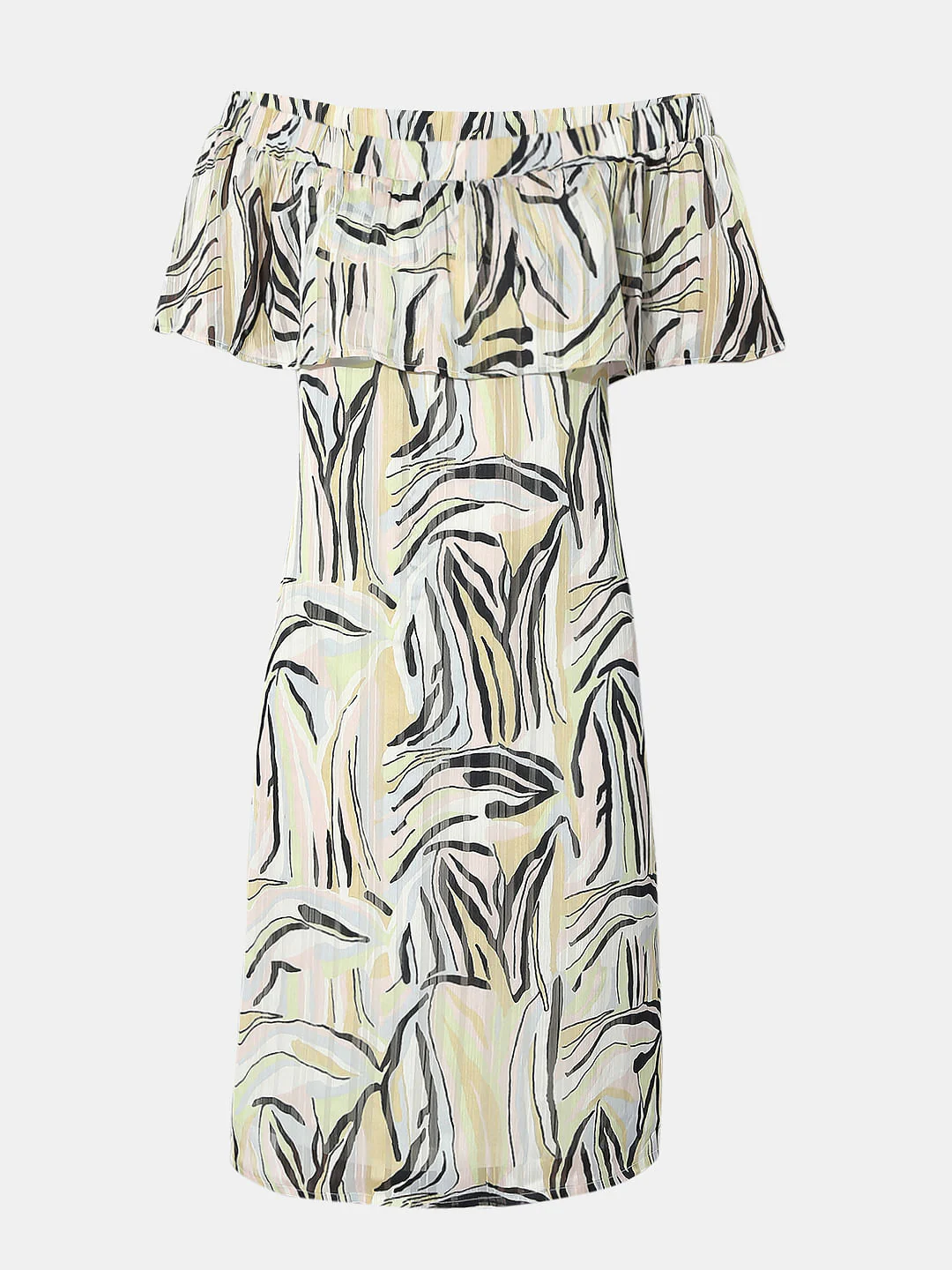 White Printed Off-Shoulder Midi Dress - Image 6