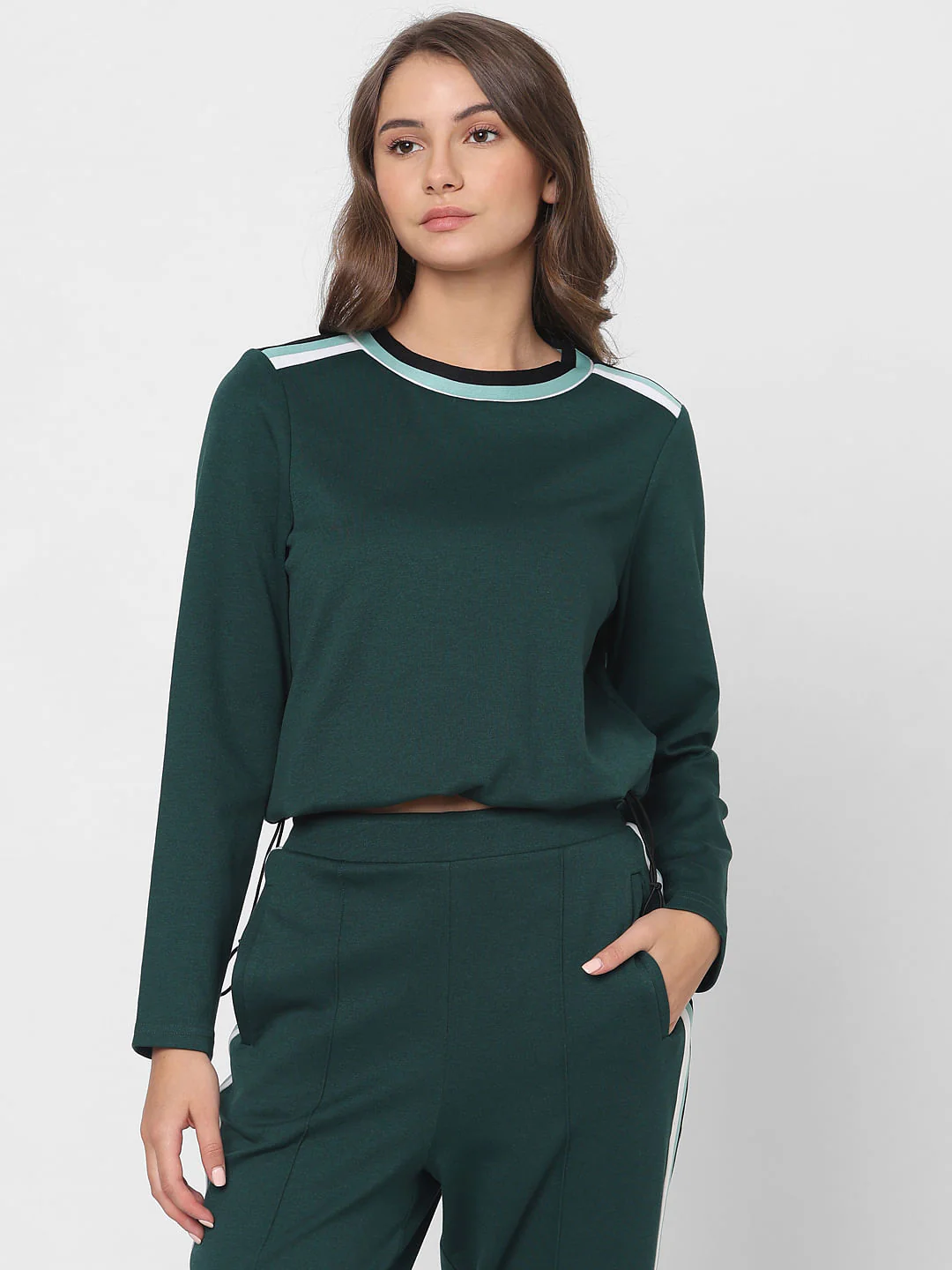 Green Tape Detail Co-Ord Set Sweatshirt - Image 2