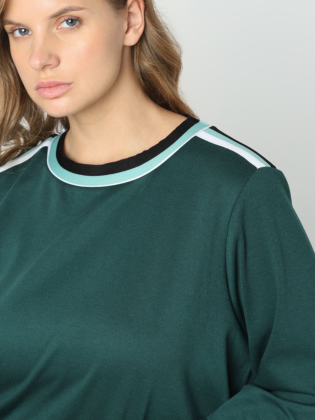 Curve Green Striped Co-Ord Set Sweatshirt - Image 6