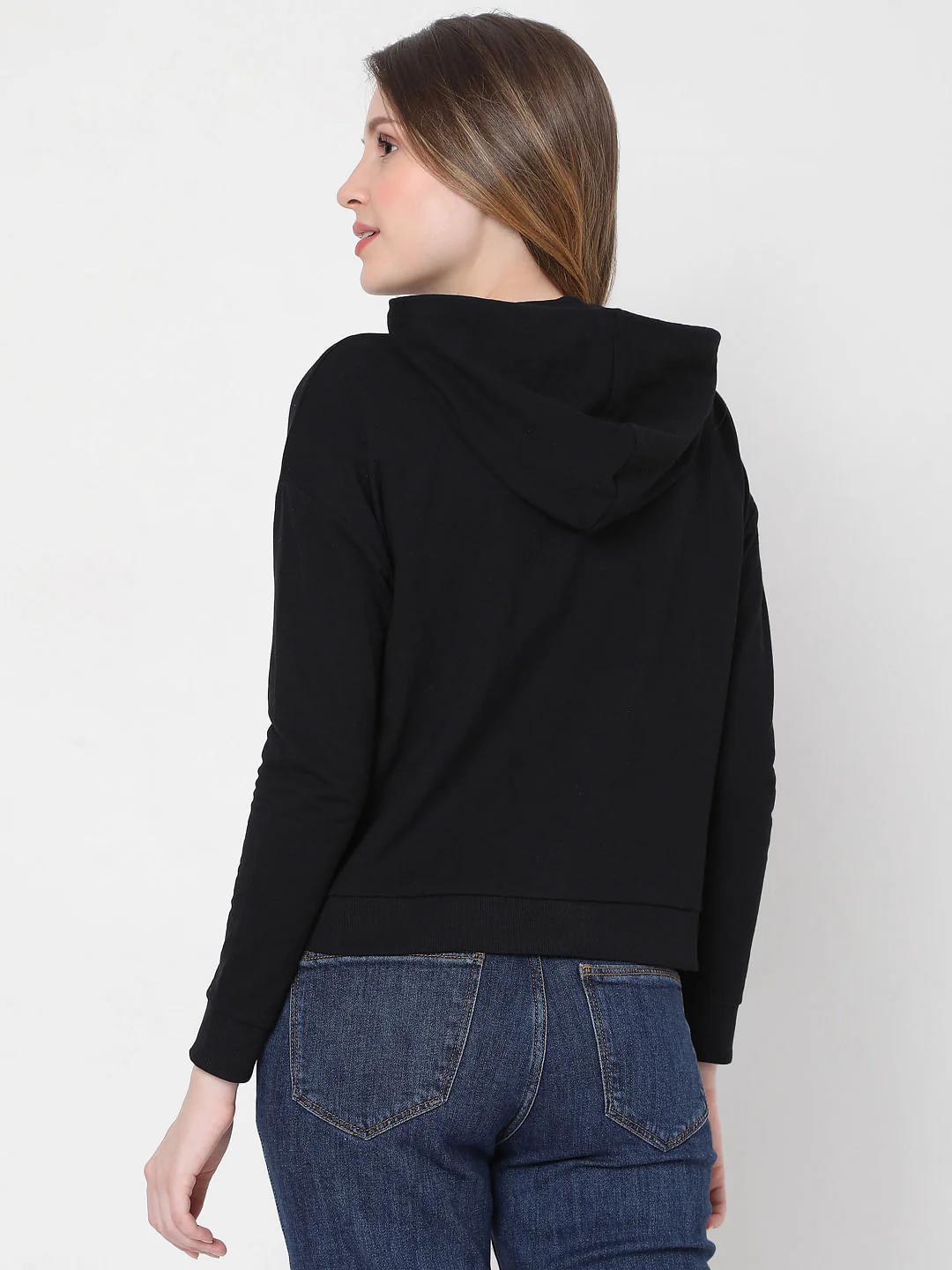 Black Slogan Print Hooded Sweatshirt - Image 4