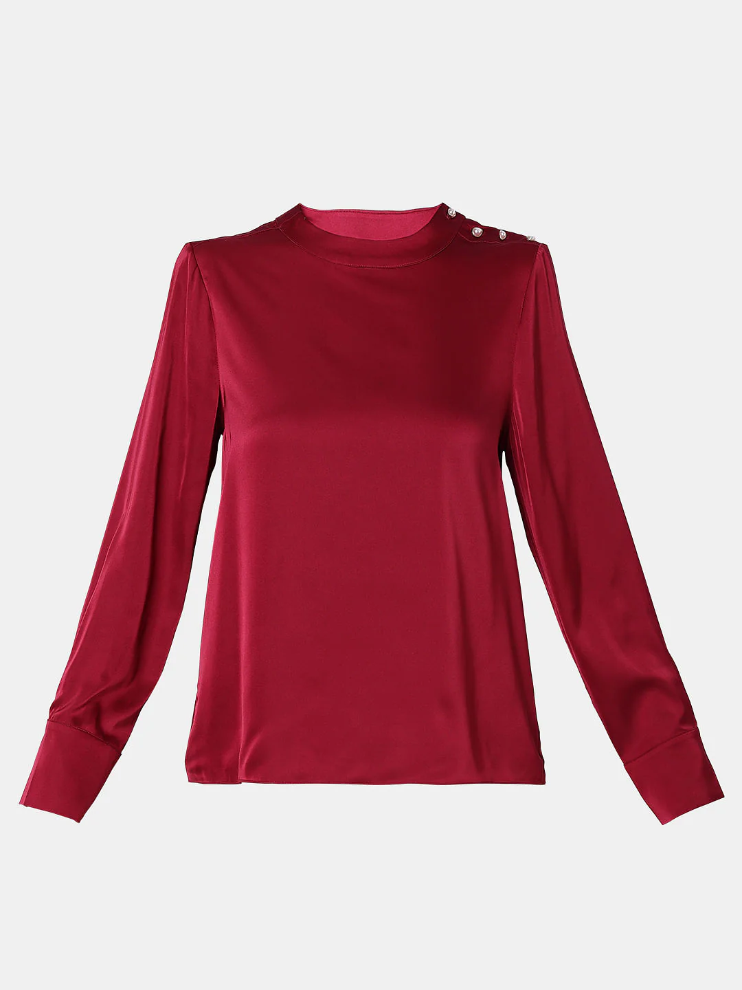 Red High Neck Satin Top - Image 7