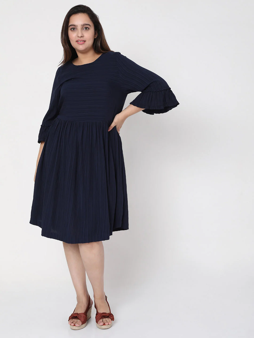 Curve Navy Blue Shift Dress - Image 2
