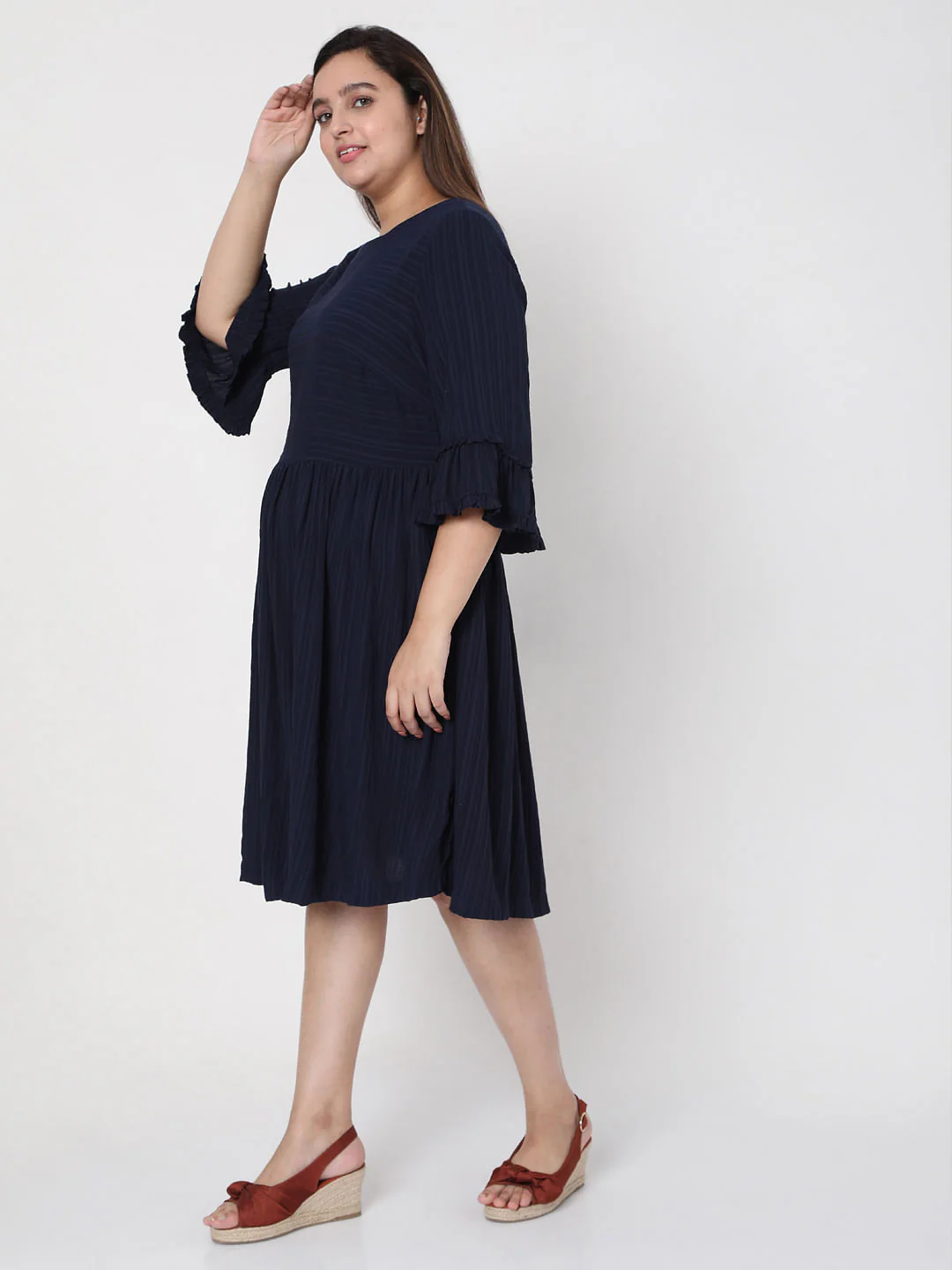 Curve Navy Blue Shift Dress - Image 3