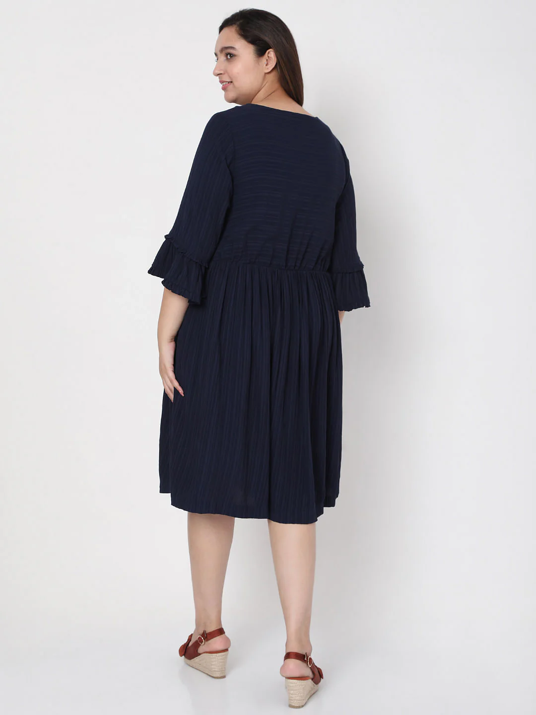Curve Navy Blue Shift Dress - Image 4