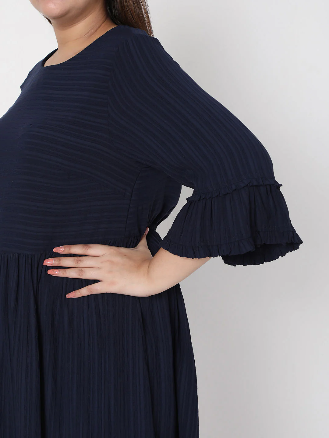 Curve Navy Blue Shift Dress - Image 5