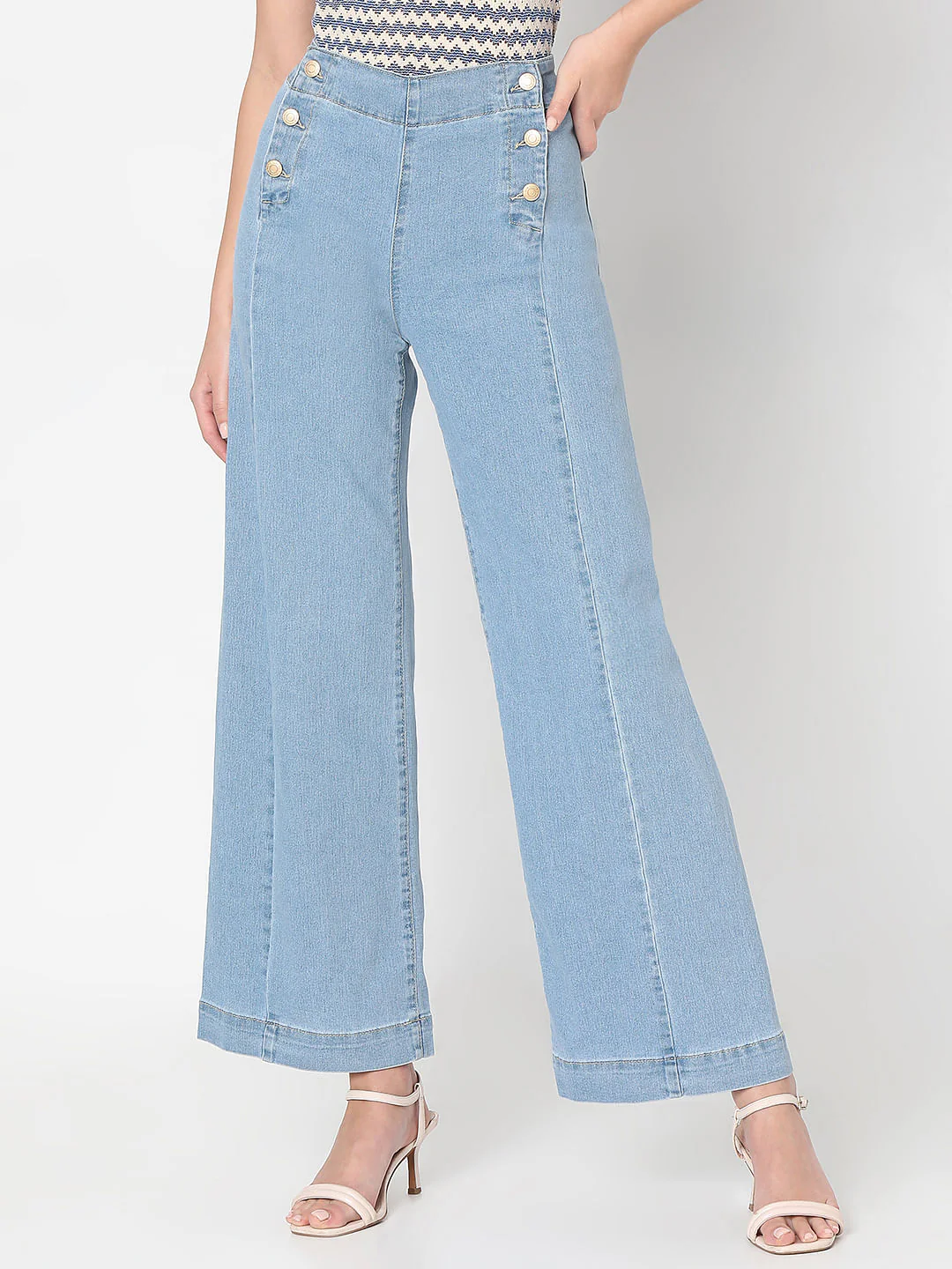 Light Blue High Rise Zoey Wide-Leg Jeans - Image 2