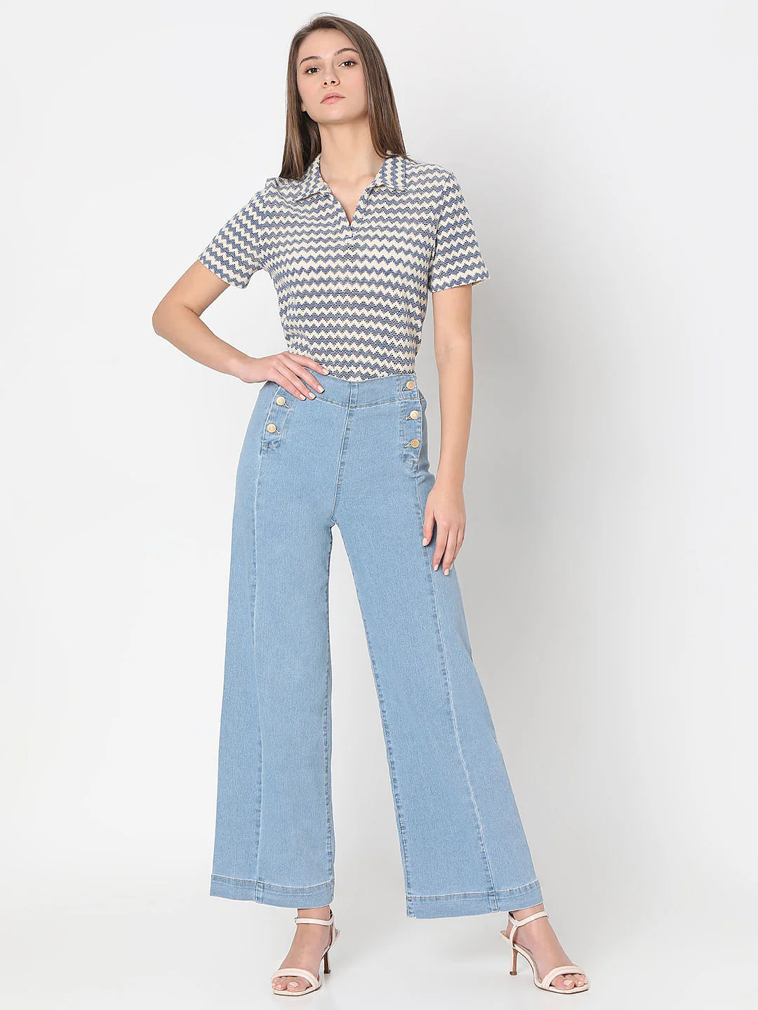 Light Blue High Rise Zoey Wide-Leg Jeans - Image 5